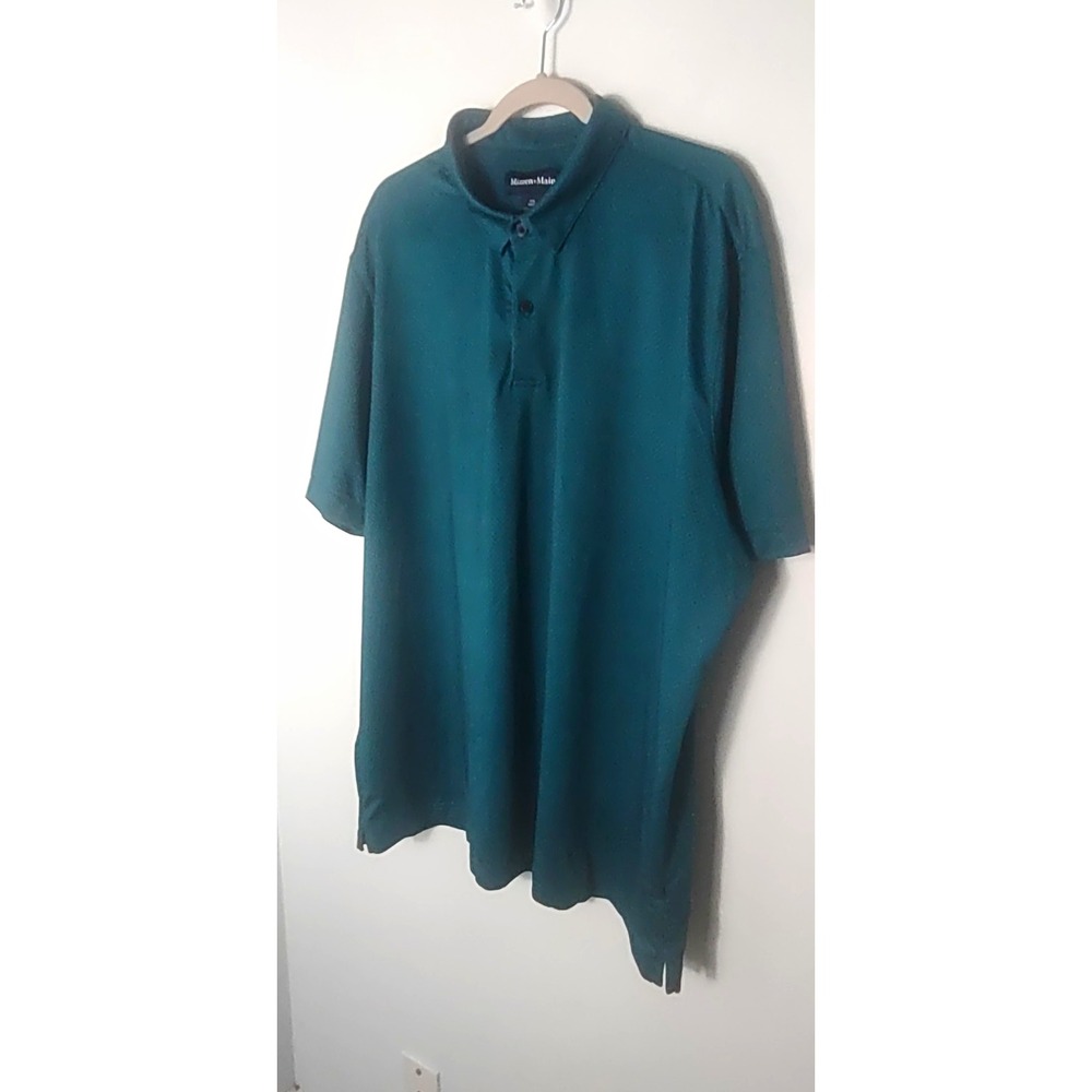 Mizzen+Main Classic Fit Polo Shirt Peacock Teal SZ 2XL Big & Tall short Sleeve